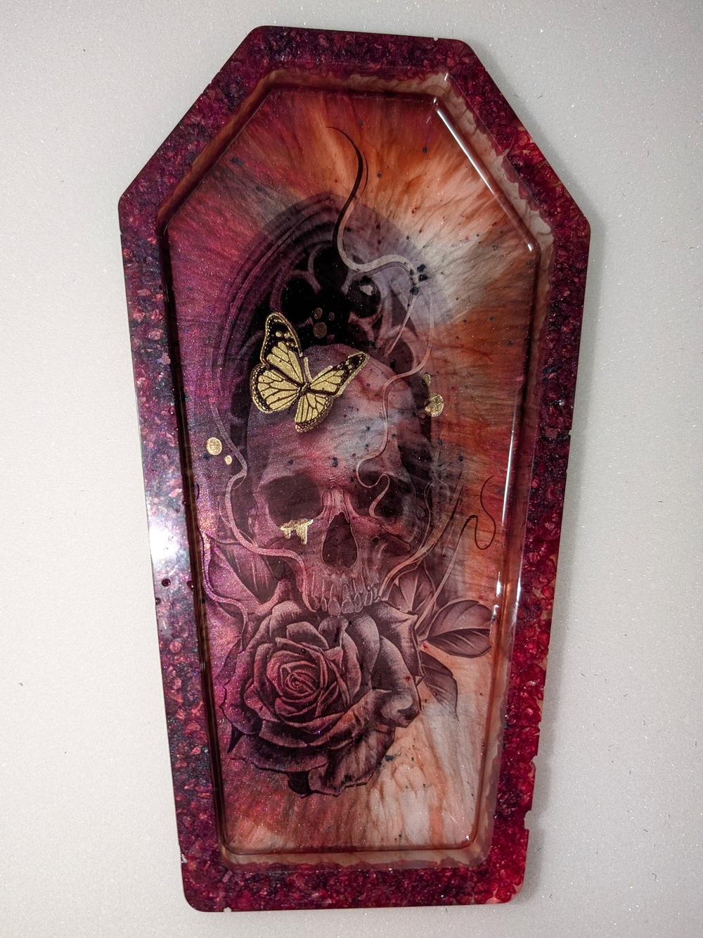 Handmade Coffin Skull Trinket Tray